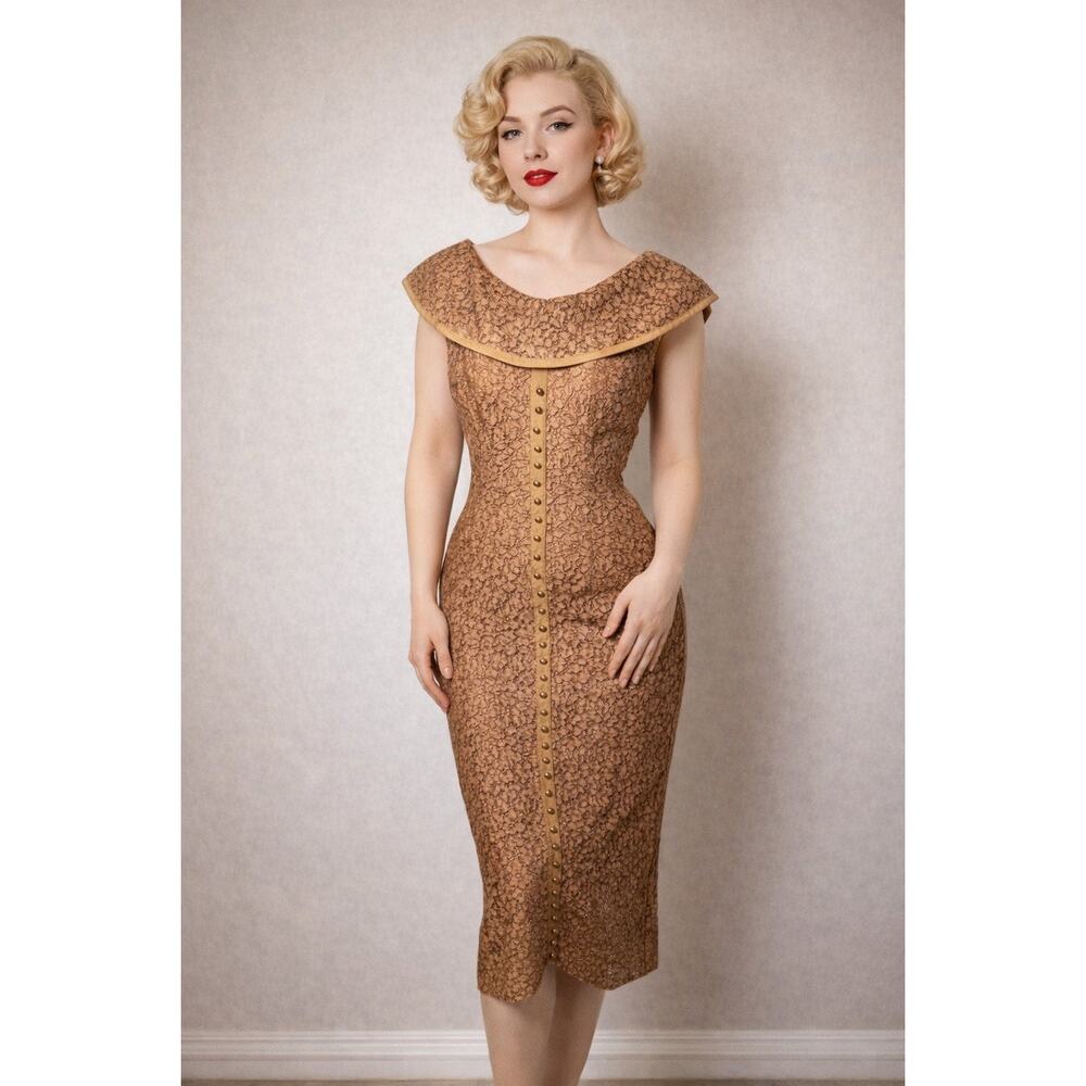 VTG 1950s Fourell Slip And Dress Talon Zippers Collar Vintage Topaz Rhinestone 2